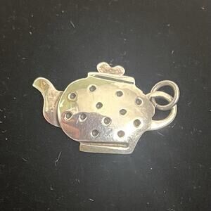 Far Fetched Sterling Silver 925 Charm Tea Pot Kettle Coffee Polka Dot Mini 1" 2g